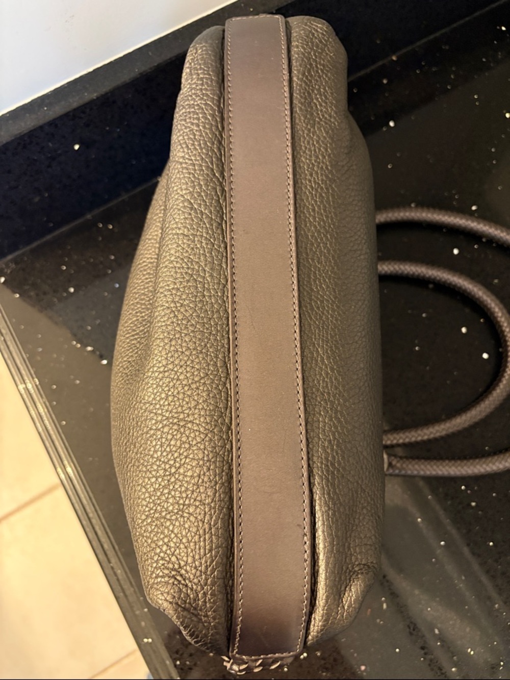 *Brighton Pebbled Leather Double Handles Satchel Handbag Metallic Bronze Hobo - Picture 9 of 17